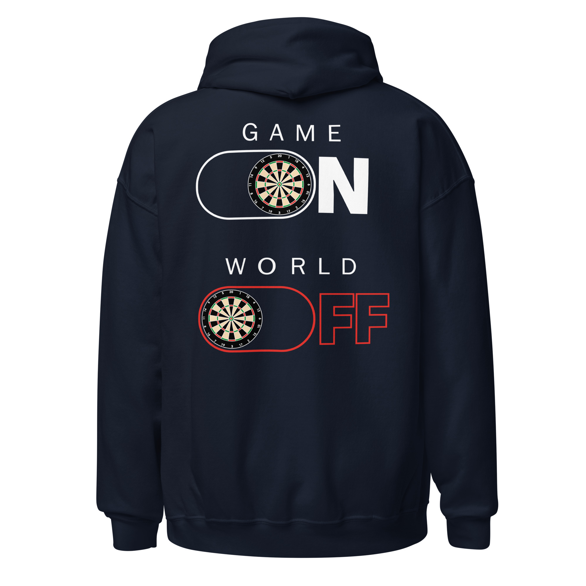Dart Hoodie – GAME ON WORLD OFF Design für fokussierte Spieler – Bild 11