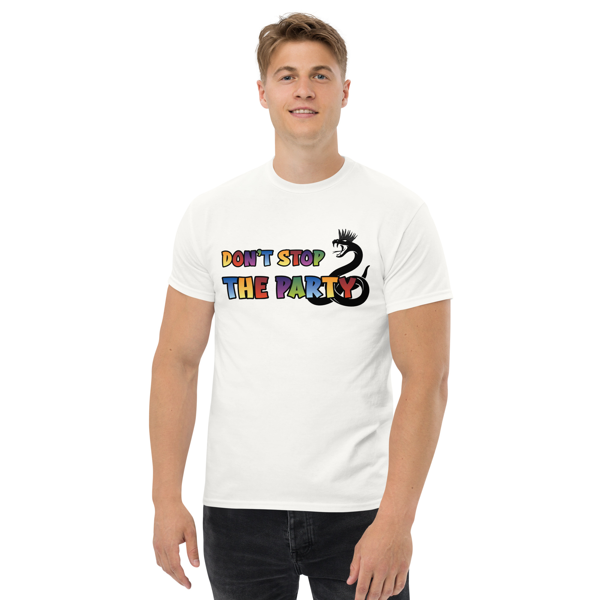 Dart T-Shirt – Don’t Stop the Party Design für farbenfrohe Dartspieler