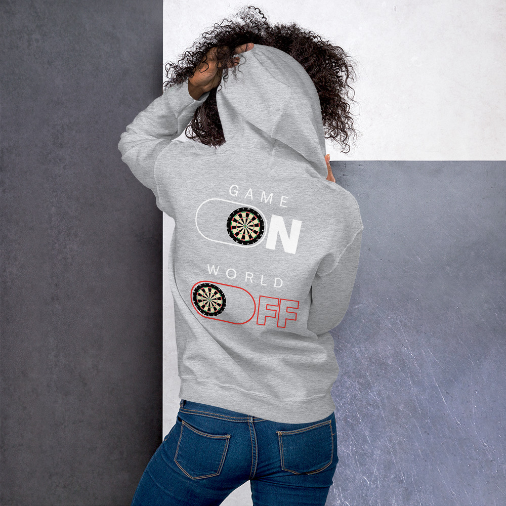 Dart Hoodie – Game On World Off Design für entspannte Darts-Momente – Bild 3