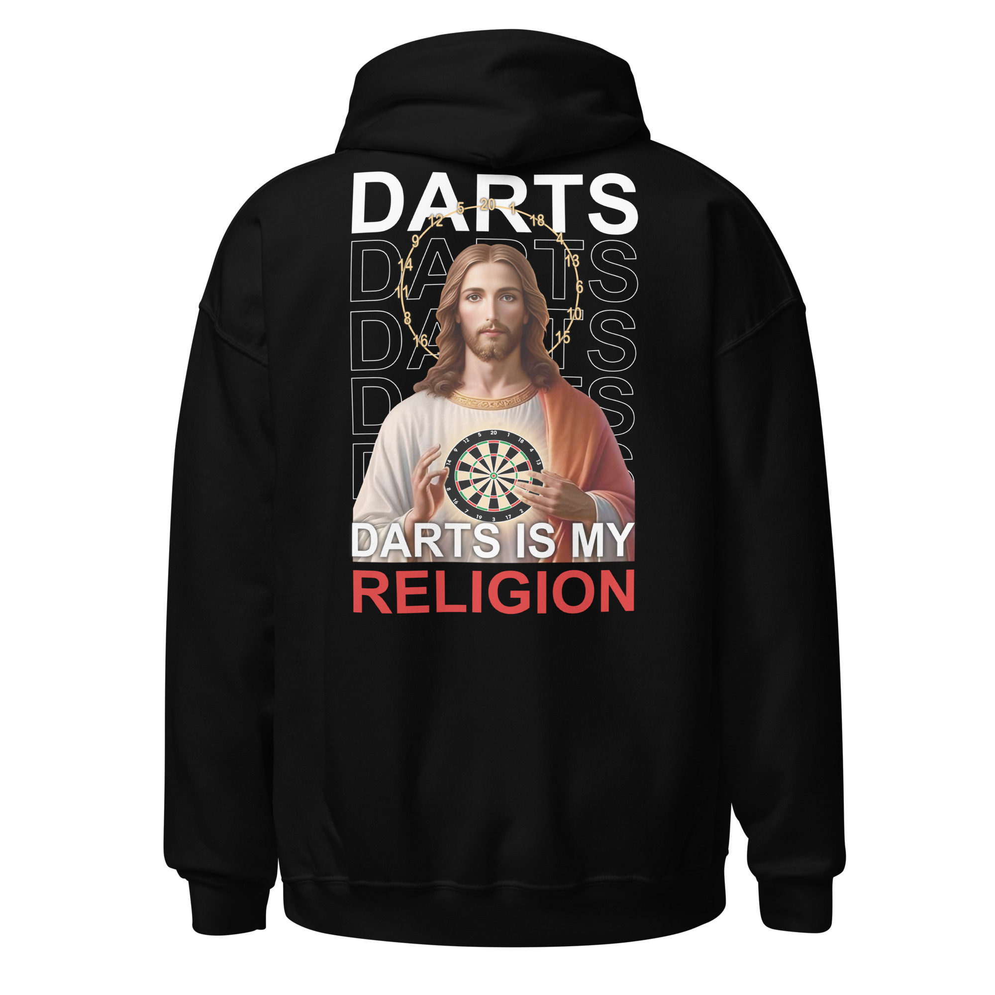 Dart Hoodie – Darts Is My Religion mit ikonischem Backprint – Bild 2