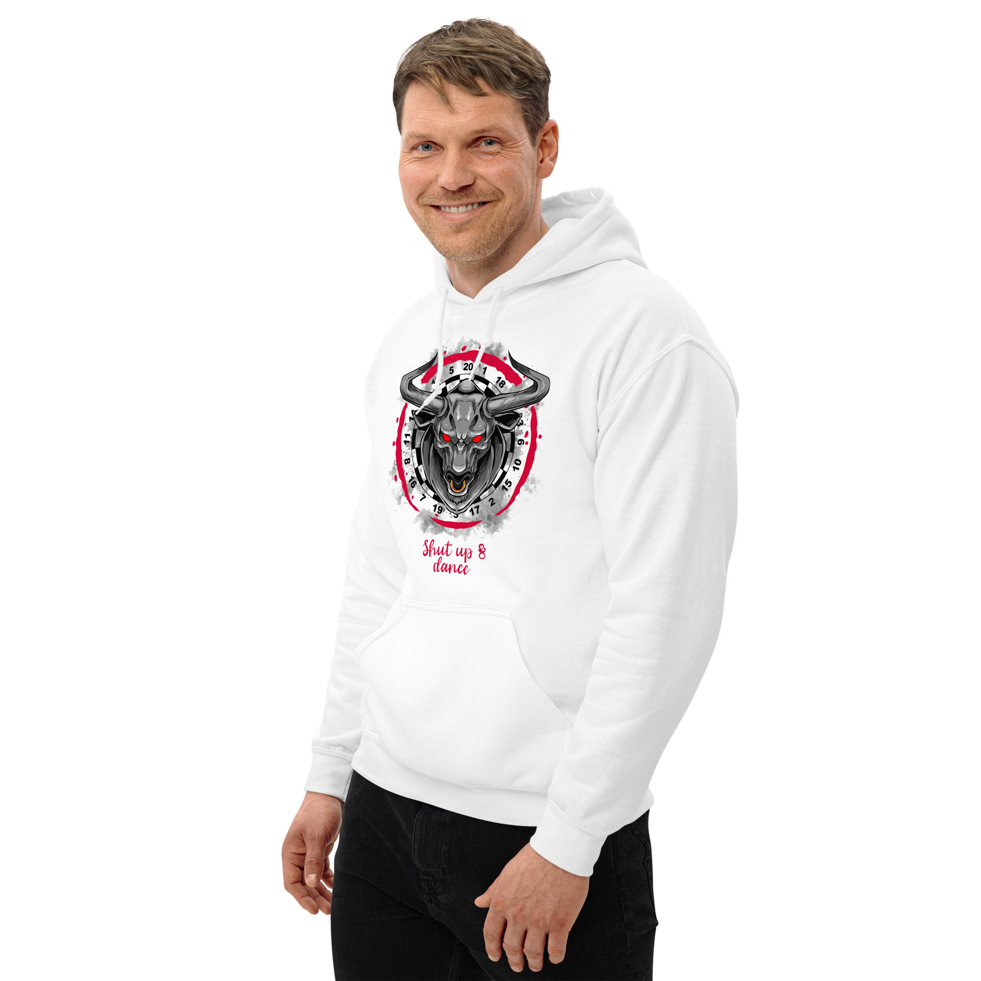 Dart Hoodie – Shut Up & Dance Bullseye Red Edition für entschlossene Spieler – Bild 5