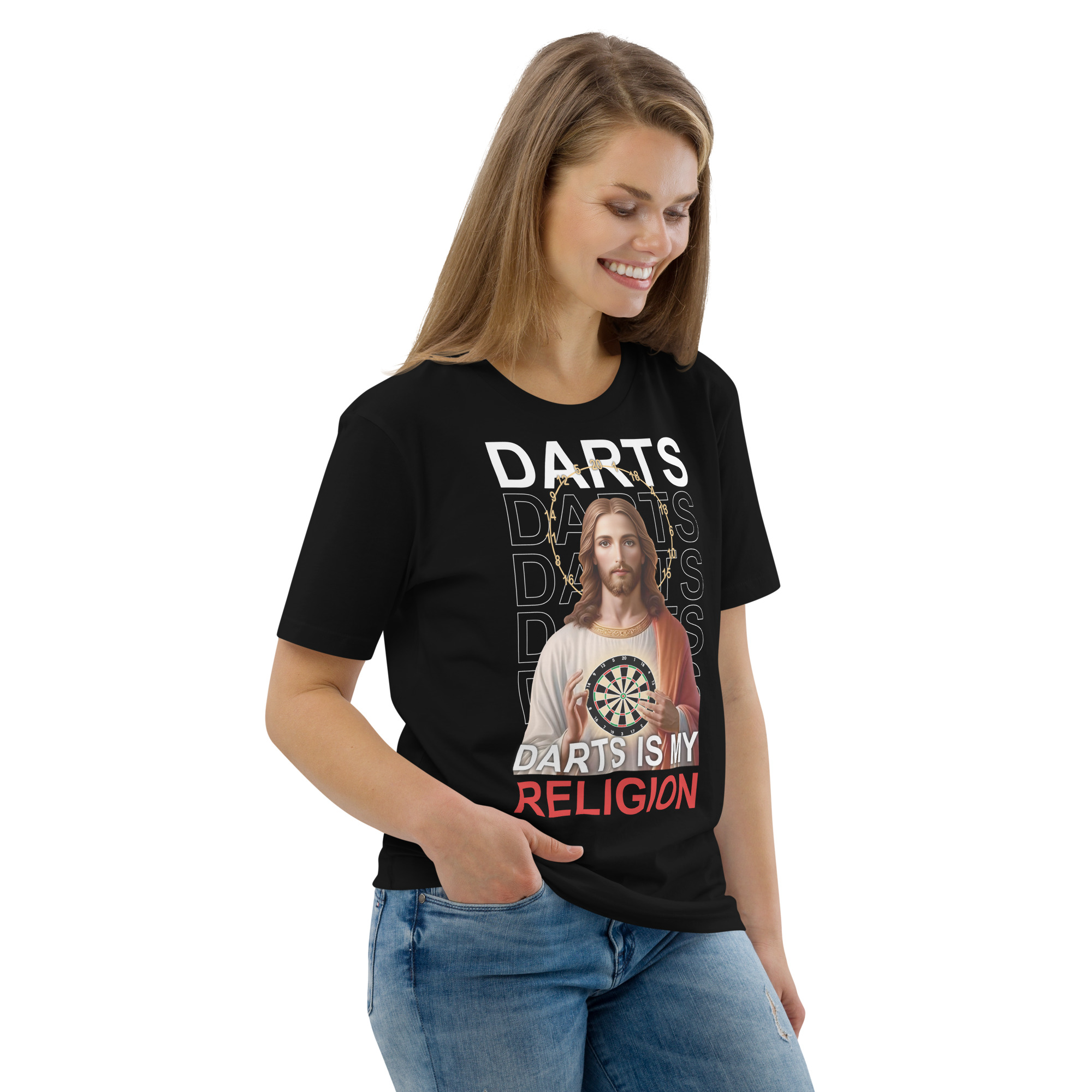 Dart T-Shirt – Darts Is My Religion Statement Design für Spielerinnen – Bild 7