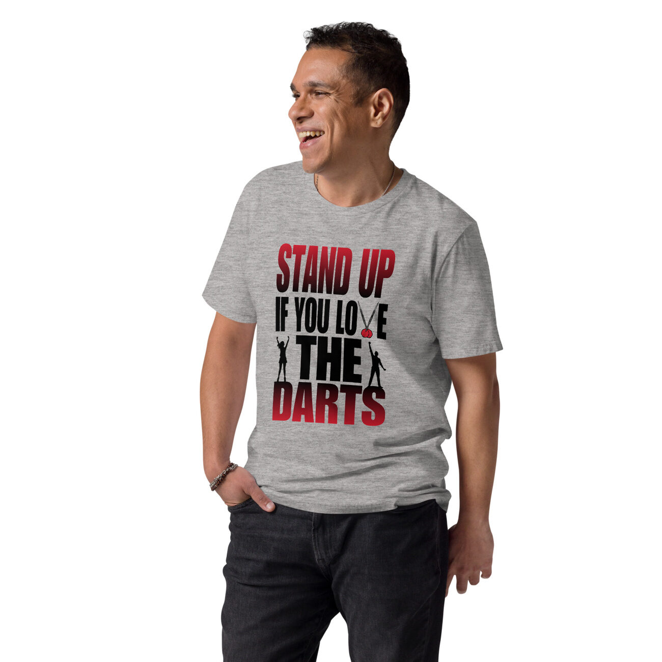 Dart T-Shirt – Stand Up If You Love The Darts Design für leidenschaftliche Spieler