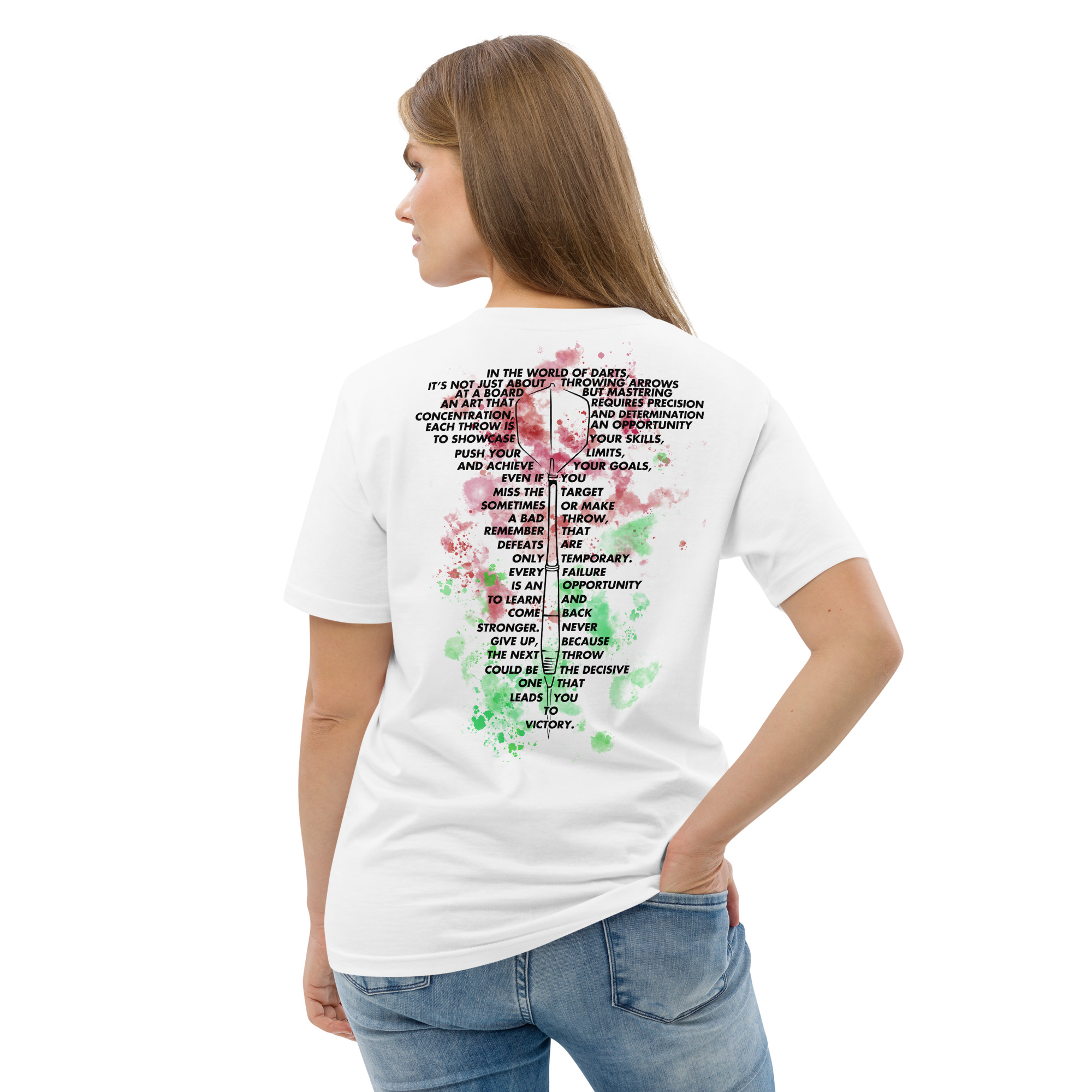 Dart T-Shirt – Victory Backprint mit motivierendem Dartspruch für Spielerinnen