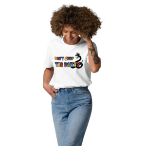 Dart T-Shirt – Don’t Stop the Party Design mit bunter Snake-Grafik für Spielerinnen