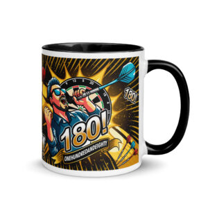Dart Tasse – 180 Caller Moment mit explosivem Darts-Design