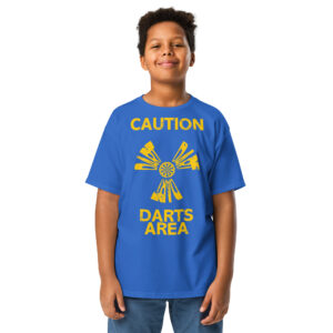 Dart T-Shirt – Caution Darts Area für junge Dartfans